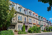 Colorful Victorian houses in Le plateau Mont Royal borough in Montreal, Quebec