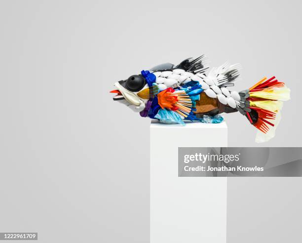 recycled plastic fish - levend organisme stockfoto's en -beelden