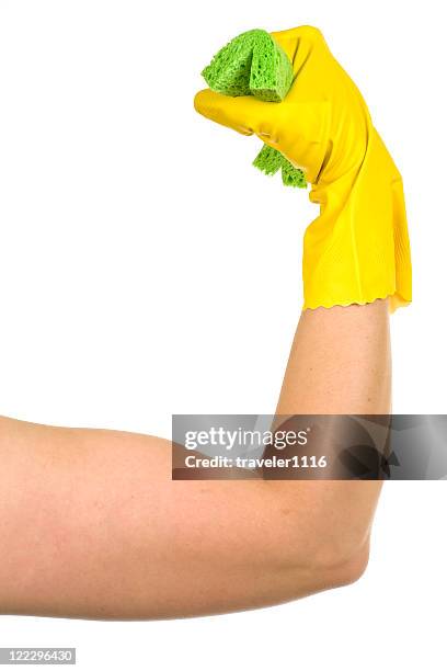 strong cleaner - green glove stockfoto's en -beelden