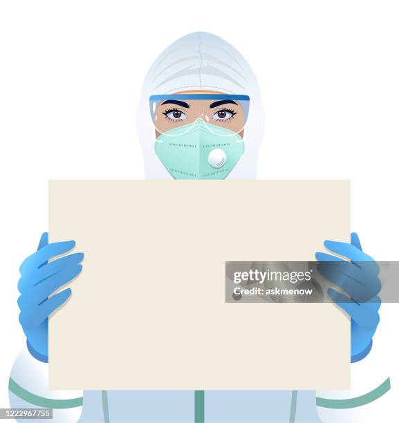 doctor or nurse holding a blank paper - coronavirus nurse stock illustrations