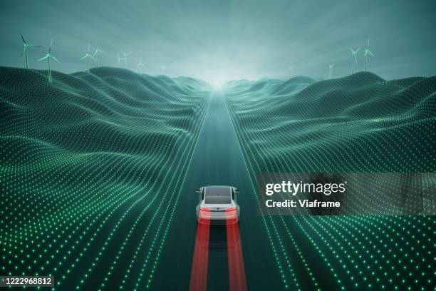 electric car digital landscape top view v01