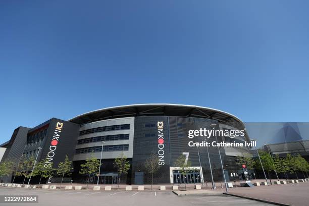 General view outside Stadium MK, home of Milton Keynes Dons at on April 24, 2020 in Milton Keynes, England.