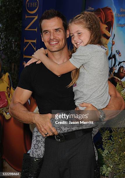 Actor Antonio Sabato Jr. And daughter Mina Bree arrive at the premiere of Walt Disney Studios' "The Lion King 3D" on August 27, 2011 in Los Angeles,...