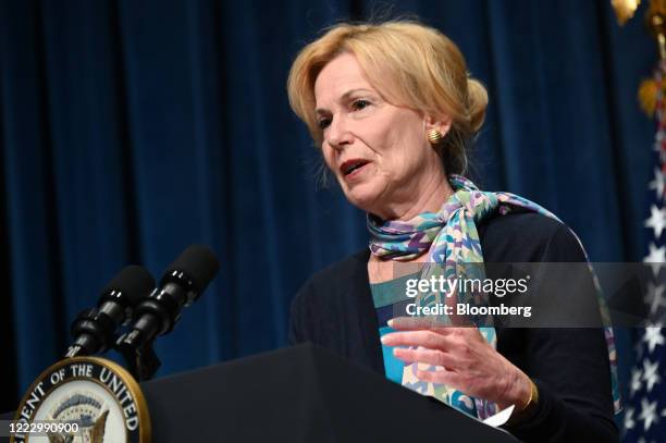 Deborah Birx, coronavirus response coordinator, speaks during a White House Coronavirus Task Force briefing at the Department of Health and Human...