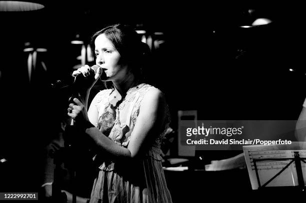 Singer Andrea Corr of Irish group The Corrs performs live on stage during the club's 50th birthday party at Ronnie Scott's Jazz Club in Soho, London...