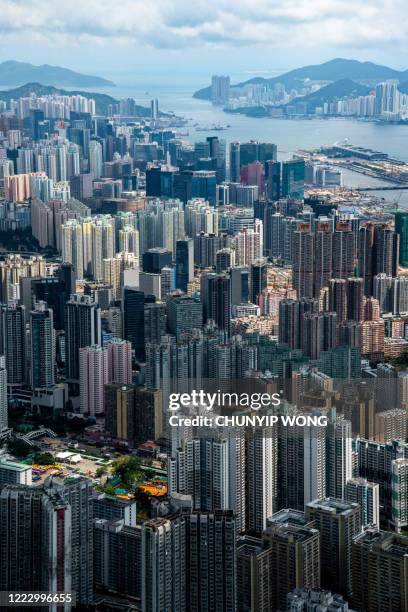 hong kong kowloon city skyline - small apartment building exterior stock pictures, royalty-free photos & images