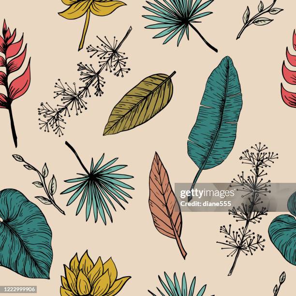 tropical plants seamless pattern - spice texture stock illustrations