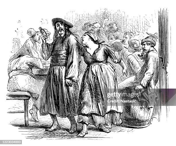 pub drinking - slum stock illustrations