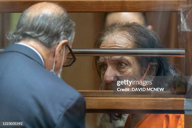 Adult film actor Ron Jeremy talks with his attorney Stuart Goldfarb during his arraignment on rape and sexual assault charges at Clara Shortridge...