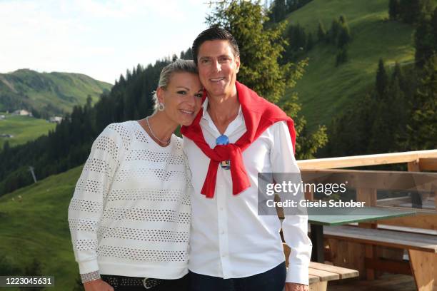 Maria Hoefl-Riesch and Marcus Hoefl during the first Ladies Day and start of the "Queens Club" hosted by Maria Hoefl-Riesch on June 26, 2020 at...