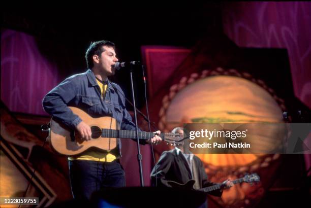 American rock musician Jeff Tweedy, of the group Wilco, performs onstage during the Farm Aid benefit concert, Tinley Park, Illinois, September 18,...