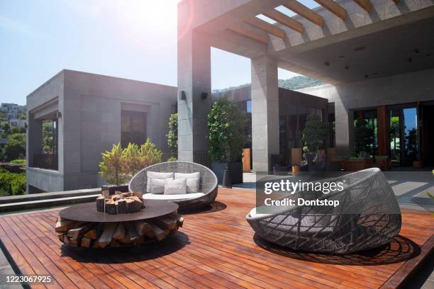 outdoor relax in luxurious style - hardwood stock pictures, royalty-free photos & images