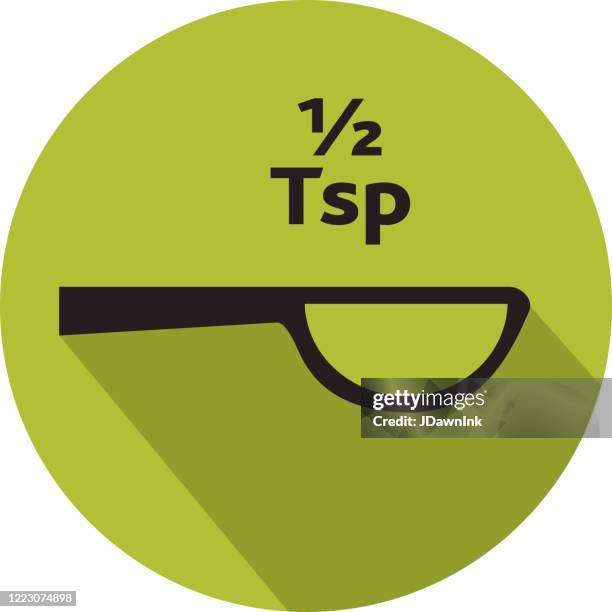 half teaspoon measurement in measuring spoon for cooking icon - teaspoon measure stock illustrations
