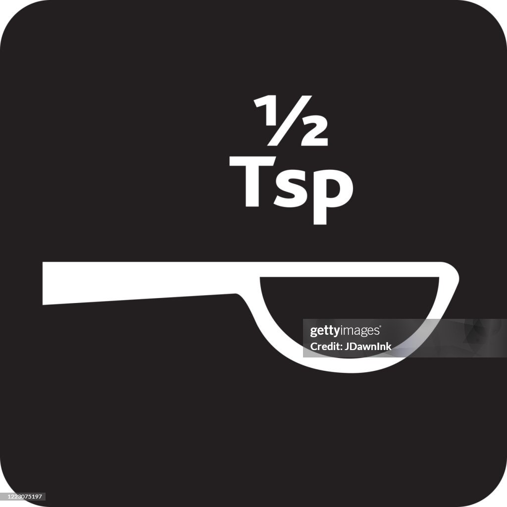 Half teaspoon measurement in measuring spoon for cooking icon