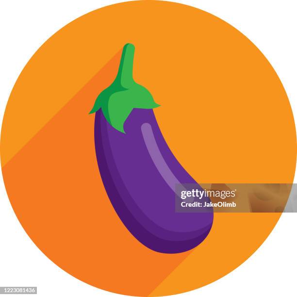 illustrazioni stock, clip art, cartoni animati e icone di tendenza di icona melanzane piatta - melanzana
