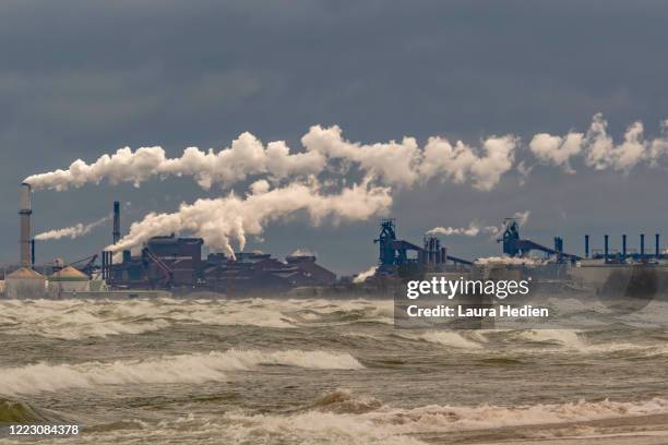 industry along a lake - gary sandy stock pictures, royalty-free photos & images