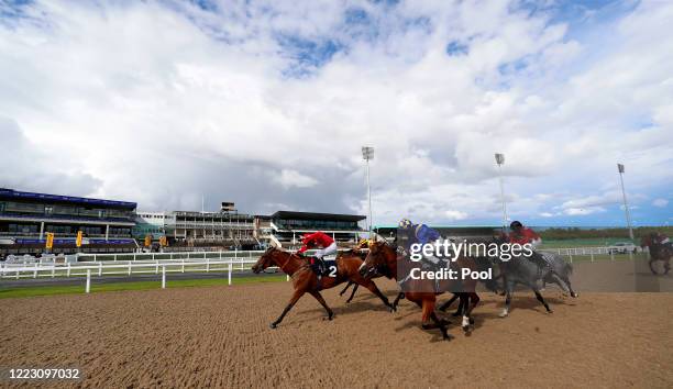 Great Colaci ridden by Joe Fanning competes in The Betfair Weighed In Podcast Handicap Stakes at Newcastle Racecourse on June 27, 2020 in Newcastle,...