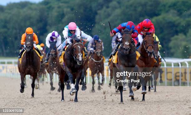 Caravan Of Hope ridden by Harry Bentley in action during The Betfair Northumberland Plate Handicap Stakesat Newcastle Racecourse on June 27, 2020 in...