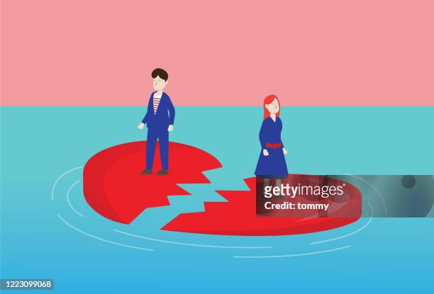lover stands on a broken heart in the sea - counselling session stock illustrations