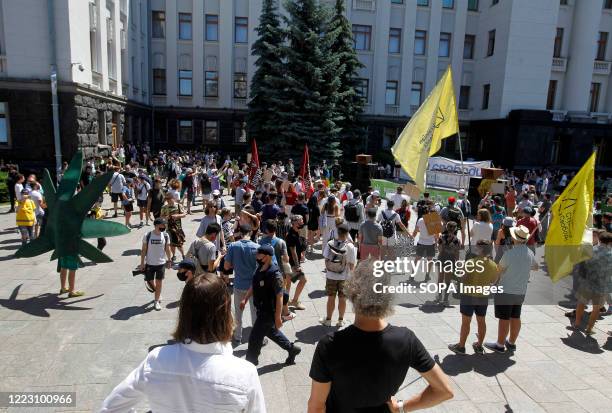 Protesters gather outside the President's Office during the so-called March of Freedom outside the President Office in Kiev. The participants demand...