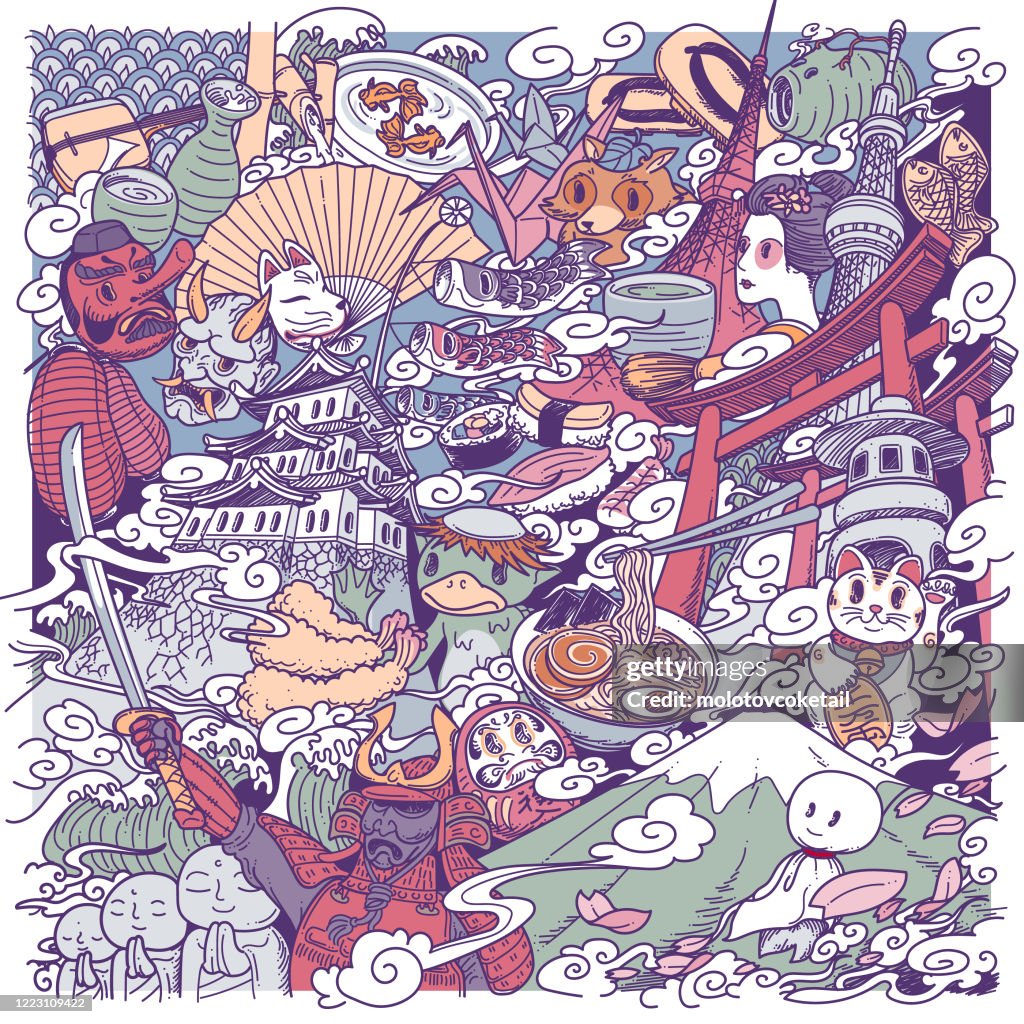 Japan culture doodle