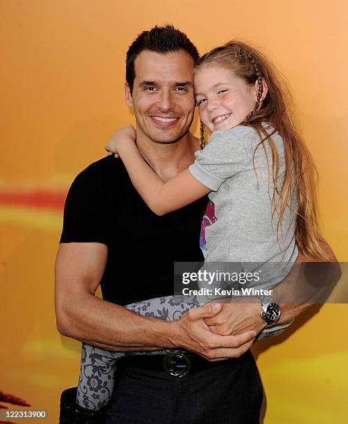 Actor Antonio Sabato Jr. And his daughter Mina arrive at the premiere of Walt Disney Studios' "The Lion King 3D" at the El Capitan Theater on August...