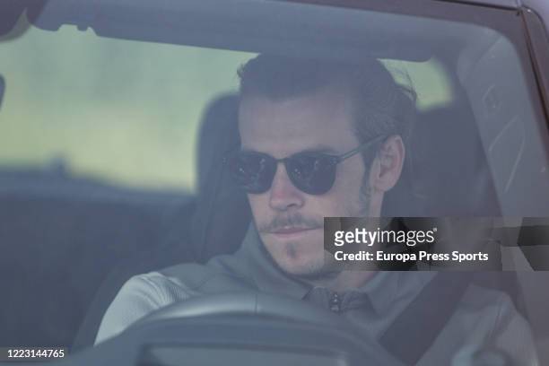 Gareth Bale of Real Madrid arrives at Ciudad Deportiva Real Madrid where medical tests are being conducted as the team prepares to return to training...