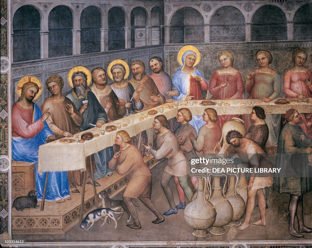 Italy, Veneto Region, Padua, Padua Cathedral, Baptistry, Stories of the New Testament, The Wedding at Cana, fresco detail