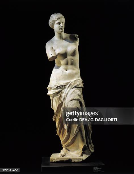 Greek civilization, 2nd century b.C. Marble statue of Aphrodite of Milos known as "Venus de Milo", circa 100 b.C. Height 202 cm. From the Island of...