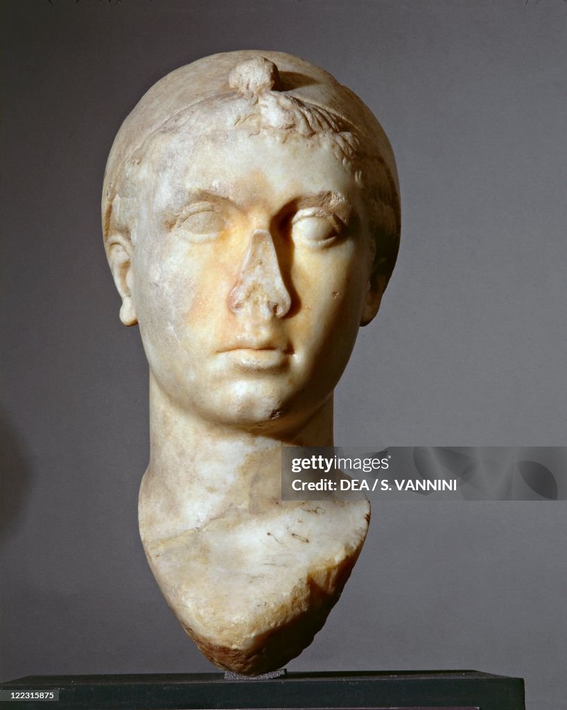 Marble head of Cleopatra VII, Roman civilization, 50-30 b.c.