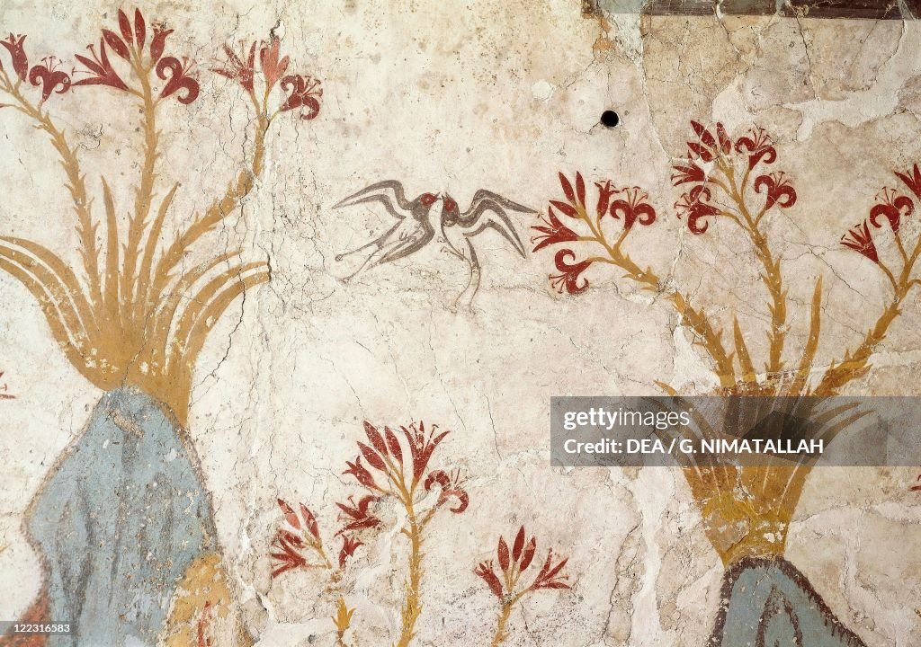 Greek civilization, fresco depicting spring, from Akrotiri, Thera, Santorini