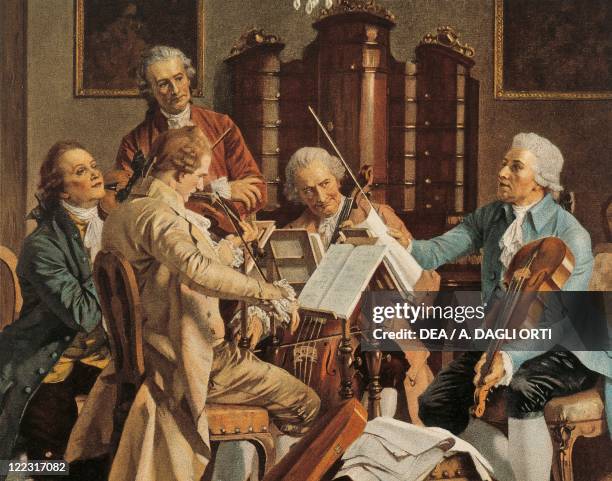 Austria - 19th century. Franz Joseph Haydn conducting a string quartet.