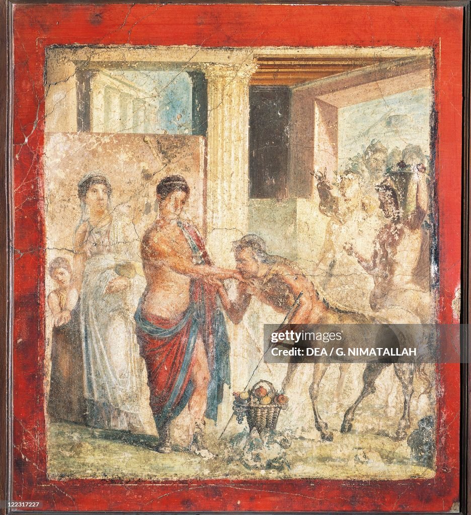 Fresco depicting centaur at wedding of Pirithous and Hippodamia from Pompeii, Italy