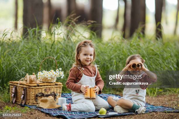 happy childhood moments picnic nature concept - kids picnic stock pictures, royalty-free photos & images
