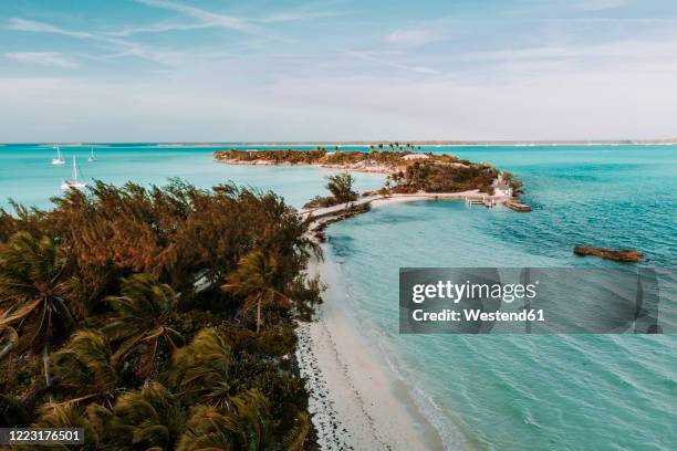 caribbean, bahamas, drone view of the north easterns coast of exuma - bahamas aerial bildbanksfoton och bilder