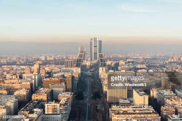 spain, madrid, helicopter view ofcity downtown - madrid stock pictures, royalty-free photos & images