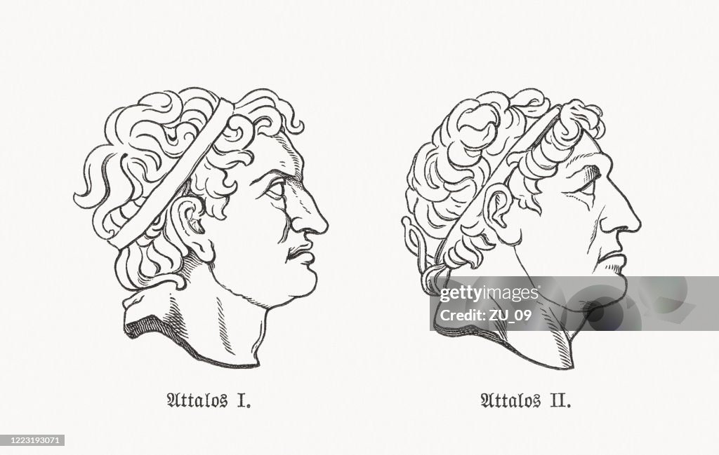Attalus I and Attalus II Philadelphus, wood engravings, published 1893