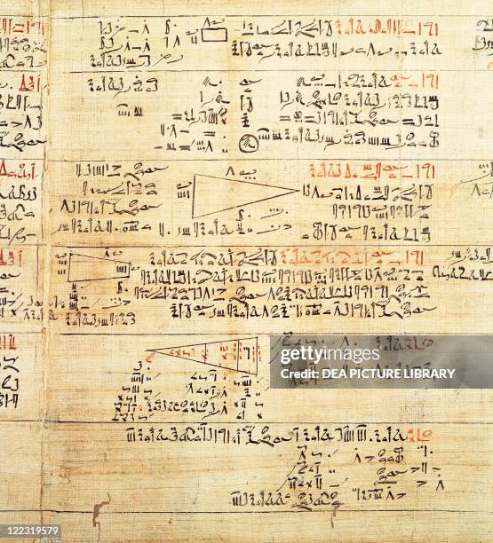 Egyptian civilization. Rhind Mathematical Papyrus, written in hieratic script, circa 1650 b.C.