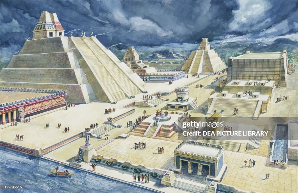 Clouds over pyramids, Templo Mayor, Tenochtitlan, Mexico City, Mexico