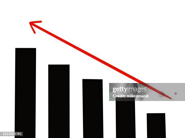 drawing a chart with an up arrow - circle arrow chart ストックフォトと画像