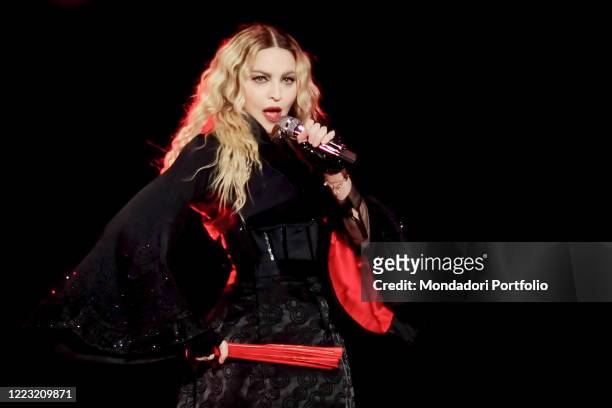 The singer and actress Madonna in concert at the Pala Alpitour in Turin during a stage of her Rebel Heart World Tour. Turin November 21st, 2015
