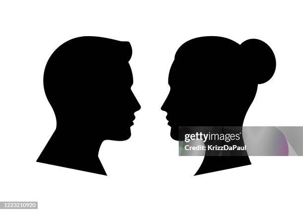 menschliches gesicht seite silhouette - profil stock-grafiken, -clipart, -cartoons und -symbole