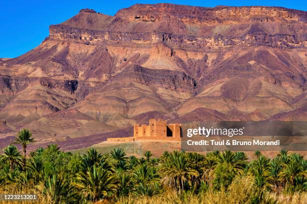 morocco, high atlas, draa valley, kasbah tamnougalt - high atlas mountains stock pictures, royalty-free photos & images