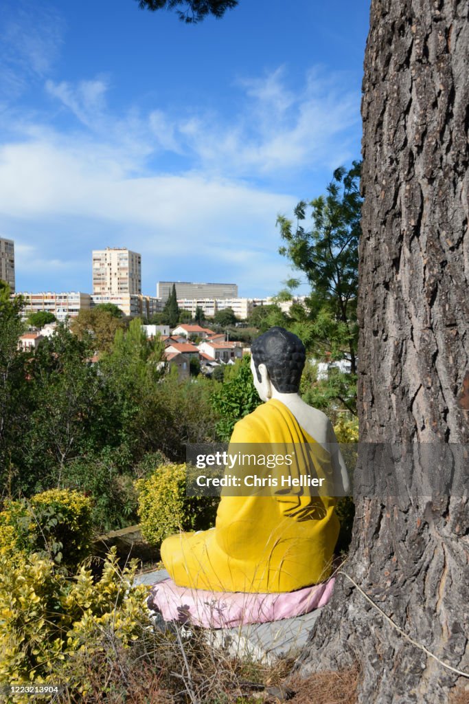Sitting Buddha Beneath Tree Marseille France High-Res Stock Photo ...