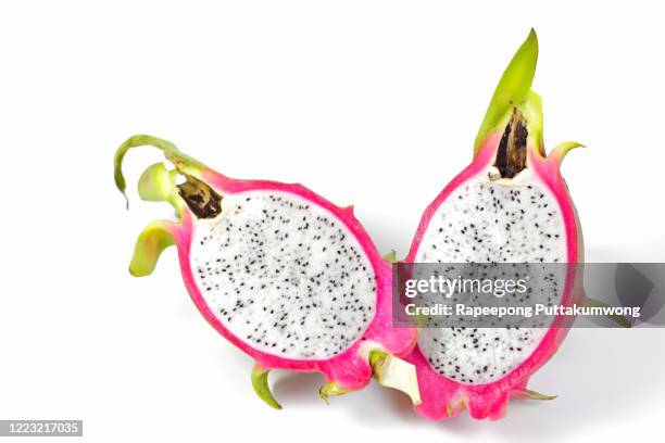 dragon fruit on white background - pitaya stock pictures, royalty-free photos & images