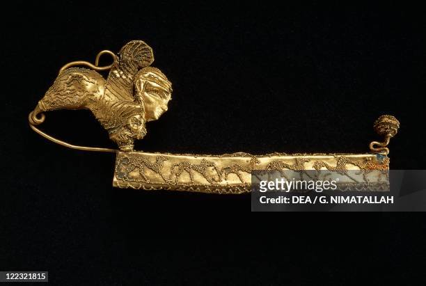 Etruscan civilization, 7th century b.C. Gold fibula in leech form. From the Tomb of the Lictor at Vetulonia .
