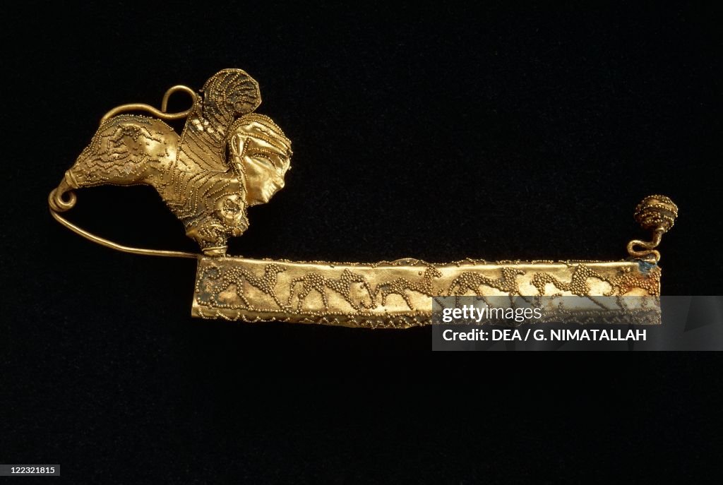 Gold fibula (metal brooch) in leech form from Tomb of Lictor at Vetulonia (Grosseto Province)