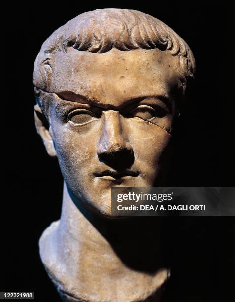 Roman civilization, 1st century A.D. Marble bust of Gaius Julius Caesar Germanicus also known as Caligula Roman emperor from 37 to 41.