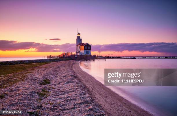 the horse of marken lighthouse - ijsselmeer stock pictures, royalty-free photos & images