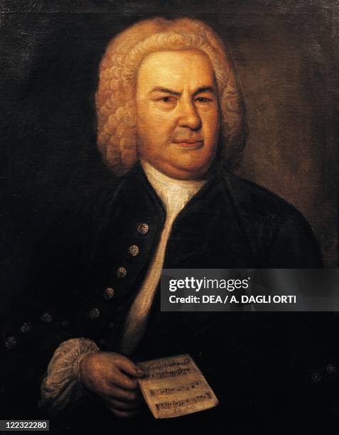 Germany - 18th century. Portrait of Johann Sebastian Bach , German composer and organist, oil.